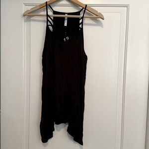 Black Flowy Swing Tank